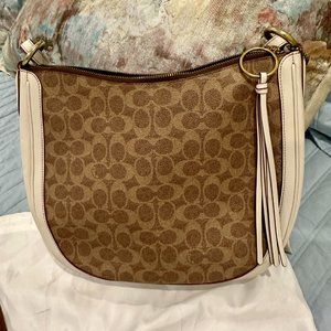 Coach coated canvas Sutton Hobo bag tan/chalk